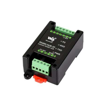 Industrial-grade Isolated 2-Ch RS485 Hub, Rail-mount Support, 2-ch RS485 Sub Ports Via 1-ch RS485 (WS-32157)