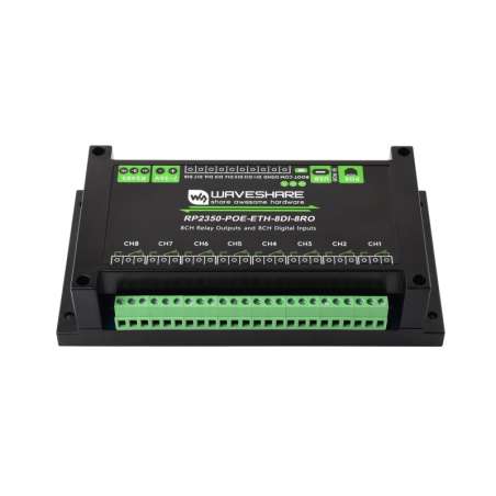 Industrial 8-Channel RP2350 Relay Module,RP2350 Digital Input, RS485,Ethernet Isolation PoE (WS-32451)