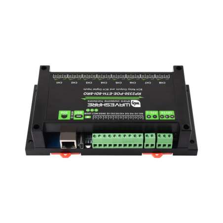 Industrial 8-Channel RP2350 Relay Module,RP2350 Digital Input, RS485,Ethernet Isolation PoE (WS-32451)