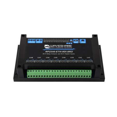 Industrial 8-Channel RP2350 Relay Module,RP2350 Digital Input, RS485,Ethernet Isolation  (WS-32452)