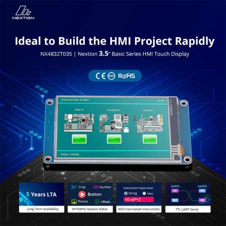 Nextion NX4832T035 - 3.5" HMI TFT LCD Touch Display Module (Itead IM150918001)