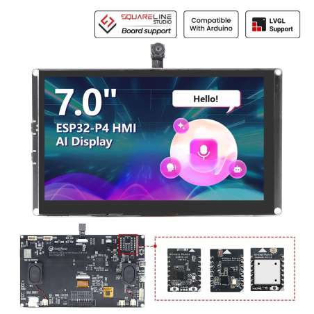 CrowPanel Advanced 7inch ESP32-P4 HMI AI Display 1024x600 IPS Touch Screen WiFi 6 Compatible with Arduino/LVGL-Without Camera