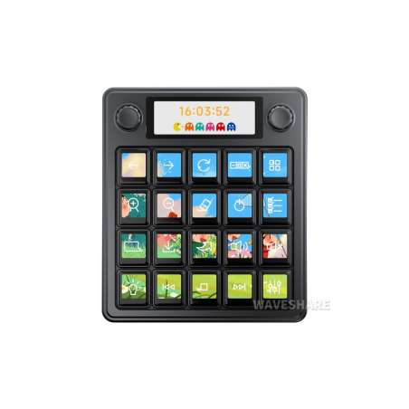 Waveshare MK20 Multi-Functional AI Voice Control Panel, Onboard 20 × 0.85inch LCD Macro Keys And A 2.8inch (WS-32842)