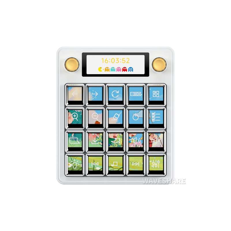 Waveshare MK20 Multi-Functional AI Voice Control Panel, Onboard 20 × 0.85inch LCD Macro Keys And A 2.8inch (WS-32843)