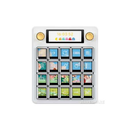 Waveshare MK20 Multi-Functional AI Voice Control Panel, Onboard 20 × 0.85inch LCD Macro Keys And A 2.8inch (WS-32843)