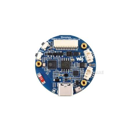 ESP32-C6 1.32inch AMOLED Round Touch Display Dev.Board, 466×466 Pixels, QSPI, Wi-Fi 6/BT5 (WS-32766)