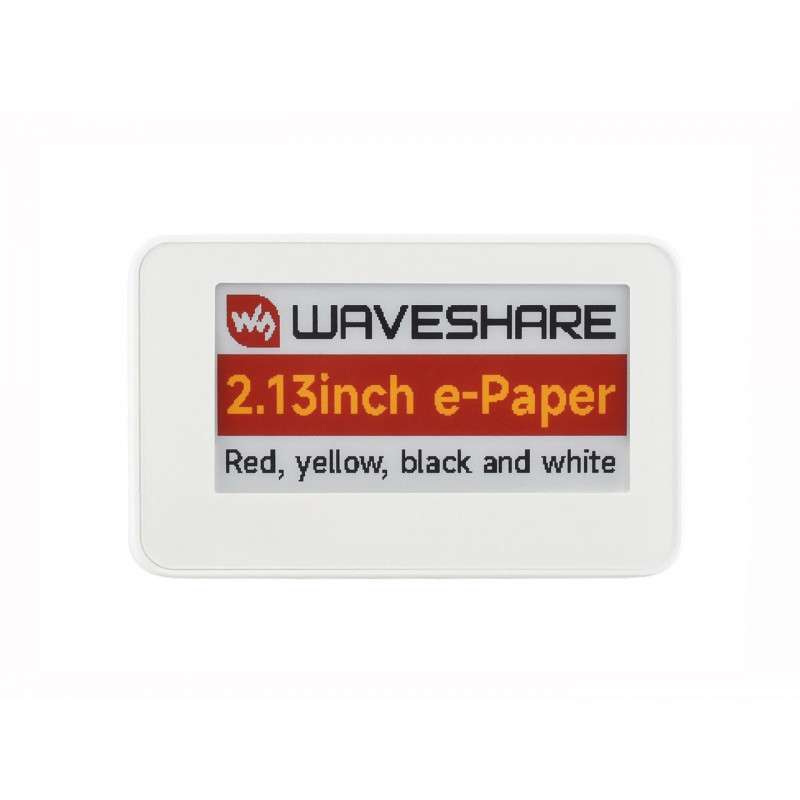 2.13inch NFC-Powered e-Paper (G), Red / Yellow / Black / White 4-color, No Battery, Wireless Powering & Data (WS-32814)
