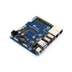 Dual Ethernet Base Board For Raspberry Pi CM5, 4G/5G, Dual 4K Display Outputs Dual MIPI 40PIN GPIO USB 3.2, PoE (WS-32580)