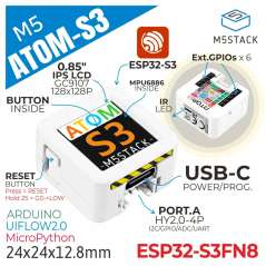 ATOMS3 Dev Kit w/ 0.85-inch Screen (M5-C123) power of the ESP32-S3