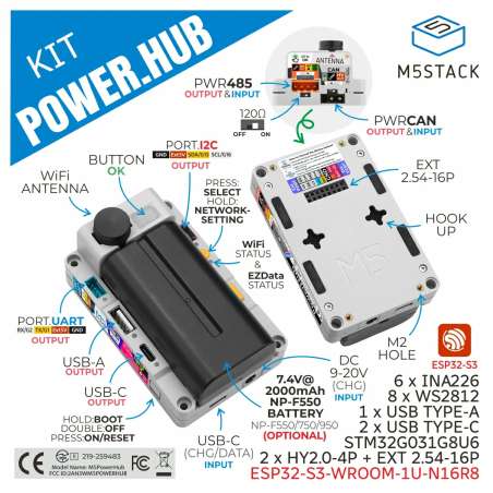M5Stack PowerHub IoT Development Kit ESP32-S3 (M5-K148)  ESP32-S3-WROOM-1U-N16R8 core module