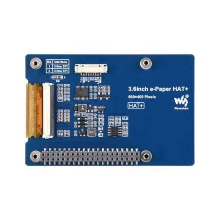 3.6inch E Ink Spectra 6 (E6) Full color E-Paper Display, 600×400, SPI HAT+ Driver Board, E-ink (WS-32650)