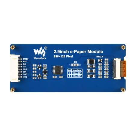 2.9inch E-Paper Display (G), E-ink Display, 296x128, Red/Yellow/Black/White, SPI Interface (WS-33215)