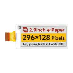 2.9inch E-Paper Display (G), E-ink Display, 296x128, Red/Yellow/Black/White, SPI Interface (WS-29236)