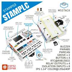 StamPLC Controller with M5StampS3  (M5-K141) StampS3A Control Module  ESP32-S3FN8