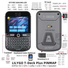 LilyGO T-Deck Plus ESP32-S3 Keyboard, 2.8 inch IPS Display and Touchscreen, LoRa 868MHz - Black (LY-H736-A)