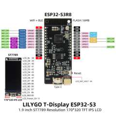 LilyGO TTGO T-Display-S3 ESP32-S3, 1.9inch TFT ST7789 Display and Touchscreen (LY-H587)