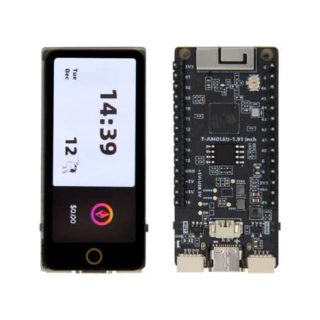LilyGO T-Display-S3 AMOLED ESP32-S3, 1.91inch AMOLED Display+Touchscreen, Soldered Headers (LY-H705)