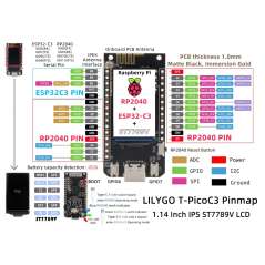 LilyGO T-Pico C3 ESP32-C3 + RP2040 Dual MCU, 1.14Inch TFT Display (LY-H553)