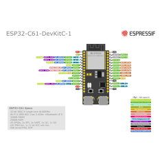 ESP32-C61-DEVKITC-1-N8R2  Wi-Fi and Bluetooth, 8MB of SPI flash, 2MB of PSRAM