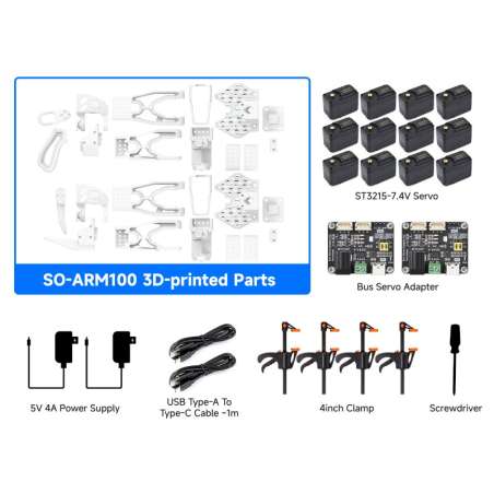 SO-ARM100  Open-Source 6-Axis Robotic Arm, Native Support For Hugging Face LeRobot, High-Torque Bus Servo (WS-33376)