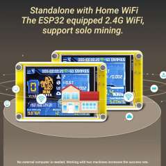 2 PACK 2.8inch ESP32 Solo Miner LCD Display Cryptocurrency Solo Miner with 1000KH/s Hashrate (ER-DHM04728D)