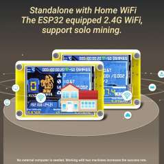 2 PACK 2.4inch ESP32 Solo Miner LCD Display Cryptocurrency Solo Miner 1000KH/s Hashrate WiFi, BLE (ER-DHM04624D)