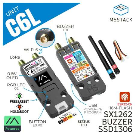 M5Stack C6L Unit for Meshtastic SX1262, ESP32-C6  (M5-U202)