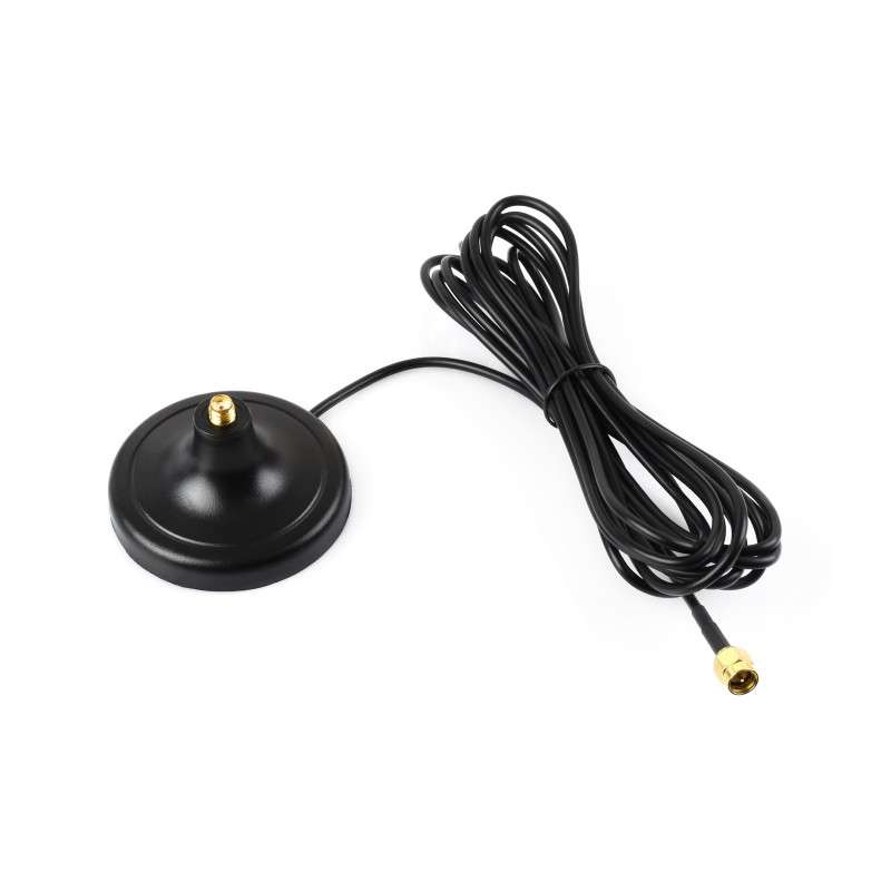 SMA Magnetic Mount Antenna Base, SMA Connector, 3m Coaxial Cable, Compatible Multiple GNSS Positioning Modules (WS-33812)