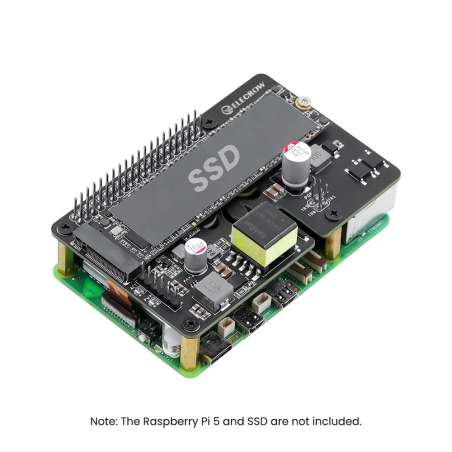 Pi Power M.2 NVMe & PoE+ Hat for Raspberry Pi 5, Support M.2 NVMe SSDs 2230/2242/2260/2280 (ER-MRA01305D)