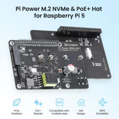 Pi Power M.2 NVMe & PoE+ Hat for Raspberry Pi 5, Support M.2 NVMe SSDs 2230/2242/2260/2280 (ER-MRA01305D)