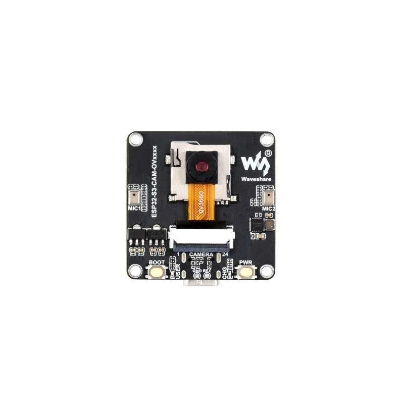 ESP32-S3 AIoT Camera Dev.Board, Audio, External Display, Image Capture & Recognition, AI Speech (WS-33700) OV3660