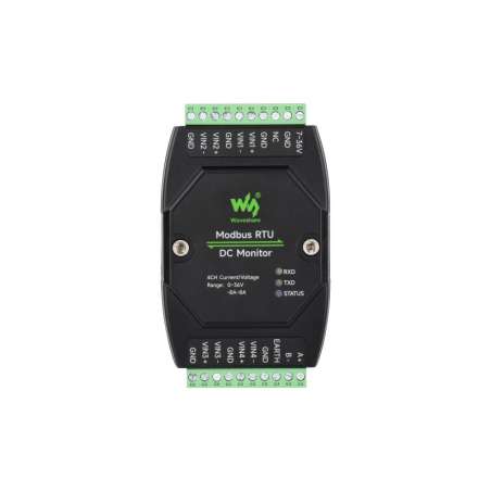 Industrial 4-Ch DC Monitoring Module, 16-bit High-Precision Acquisition, Voltage/Current, Modbus RTU (WS-33931)