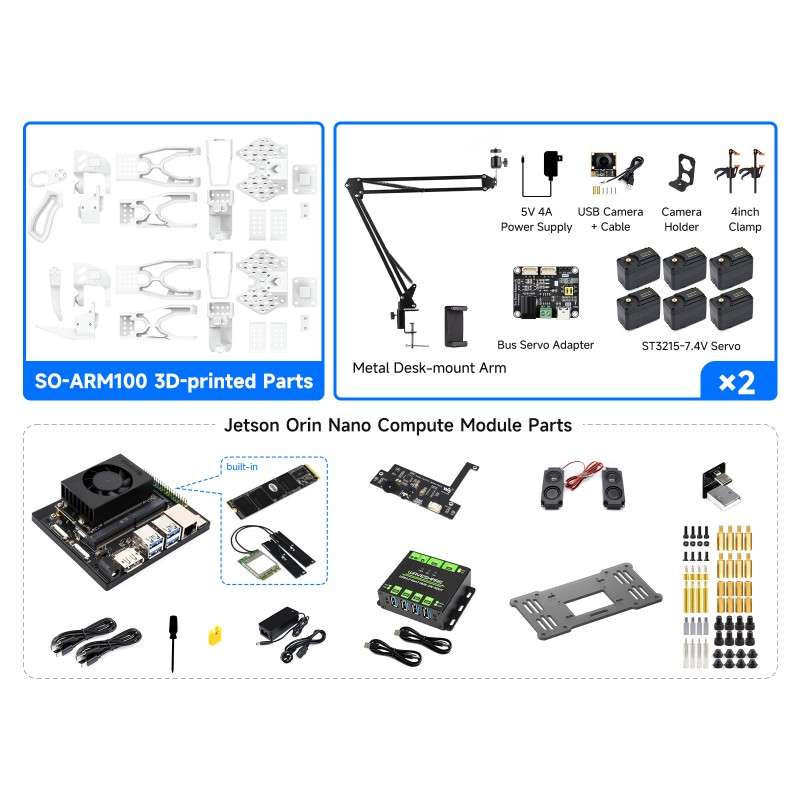 SO-ARM100 Open-Source 6-Axis Robotic Arm, Native Support For Hugging Face LeRobot, High-Torque Bus Servo (WS-33382) SO-ARM100 Open-Source 6-Axis Robotic Arm, Native Support For Hugging Face LeRobot, High-Torque Bus Servo (WS-33382)
