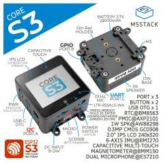 M5Stack CoreS3 ESP32S3 IoT Development Kit (M5-K128)  16MB Flash, 8MB PSRAM