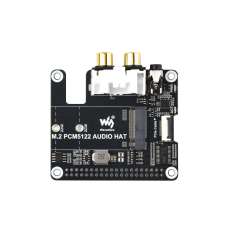 PCIe To M.2 HAT With I2S Audio Extension For Raspberry Pi,  NVMe, 3.5mm Headphone Jack And RCA Connector, Driver-free (WS-34170)
