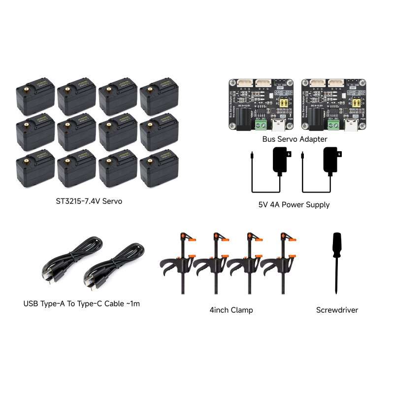 SO-ARM100 Open-Source 6-Axis Robotic Arm, No-3DP Parts Kit-EU (WS-33385)