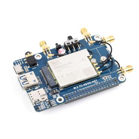 SIM82XX-M2 5G HAT For Raspberry Pi, Quad Antennas 5G NSA, Multi-Band, 5G/4G/3G Compatible (WS-23253)