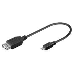 SBOX Predlžovací kábel, Micro USB samec/USB 2.0 samica, 0.1m, čierny (USB F-MICRO M)