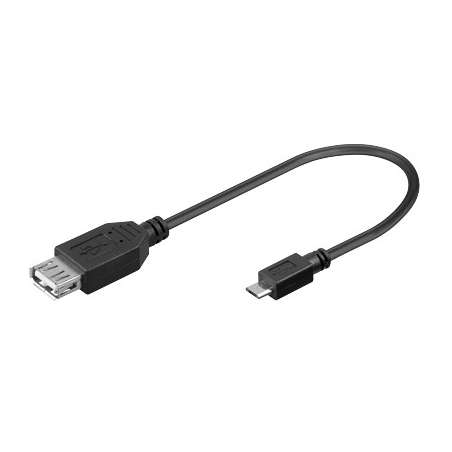 SBOX Predlžovací kábel, Micro USB samec/USB 2.0 samica, 0.1m, čierny (USB F-MICRO M)
