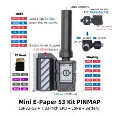T-Mini E paper S3 - 868MHz (H676-01) ESP32-S3FN4R2, SX1262, RTC - PCF85063, 1.02 Inch E-Paper