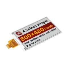 4.26inch E-Paper Display (G), 800×480 Red/Yellow/Black/White, SPI (WS-34060) the raw display only