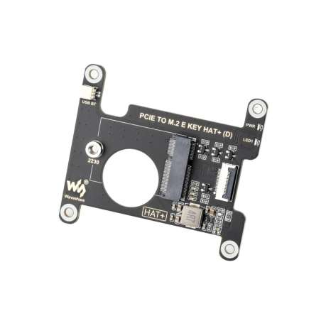 PCIe To M.2 E KEY HAT (D) For Raspberry Pi 5, for Various NGFF (M.2 E KEY) Wireless NIC, USB/BT Connection (WS-33828)
