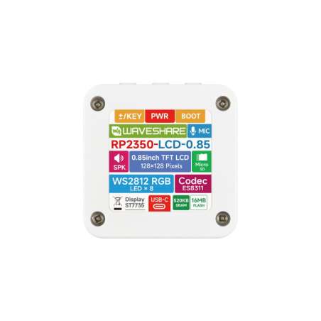 RP2350 0.85inch LCD Display Dev.Board, 128×128 65K Color, IPS Display Panel, RGB Ambient Light (WS-34441)