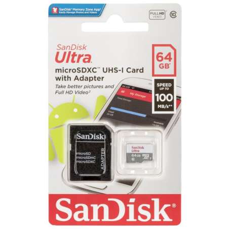 SDSQUNR-064G-GN3MA SanDisk ULTRA Micro SDXC 64GB 100MB/s Class 10 UHS-I + Adaptér