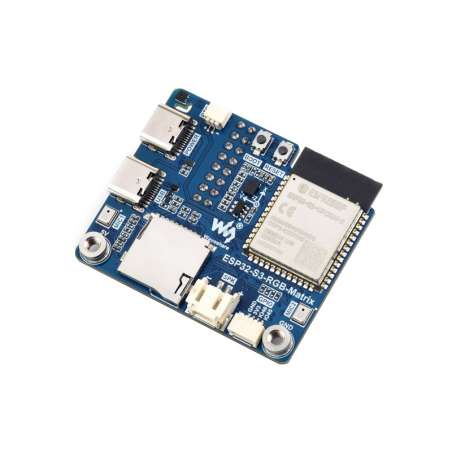ESP32-S3 RGB Matrix Driver Board, Dual Microphones Array,  2.4GHz Wi-Fi+BT5 (BLE), Supports AI Voice (WS-34422)