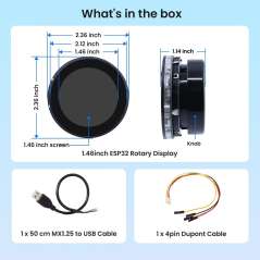 CrowPanel 1.46inch-HMI ESP32 Rotary Display 360x360 IPS Round Touch Knob Screen (ER-DHR55146D)