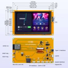 5” ESP32-S3 IPS Display, 800×480 Capacitive Touchscreen, Supports WiFi/Bluetooth, With Speaker Interface (ER-DLE06050B)