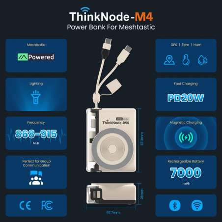 ThinkNode M4 Power Bank - LoRa Device with Meshtastic Function Powered By nRF52840 (ER-LMM14004D1)