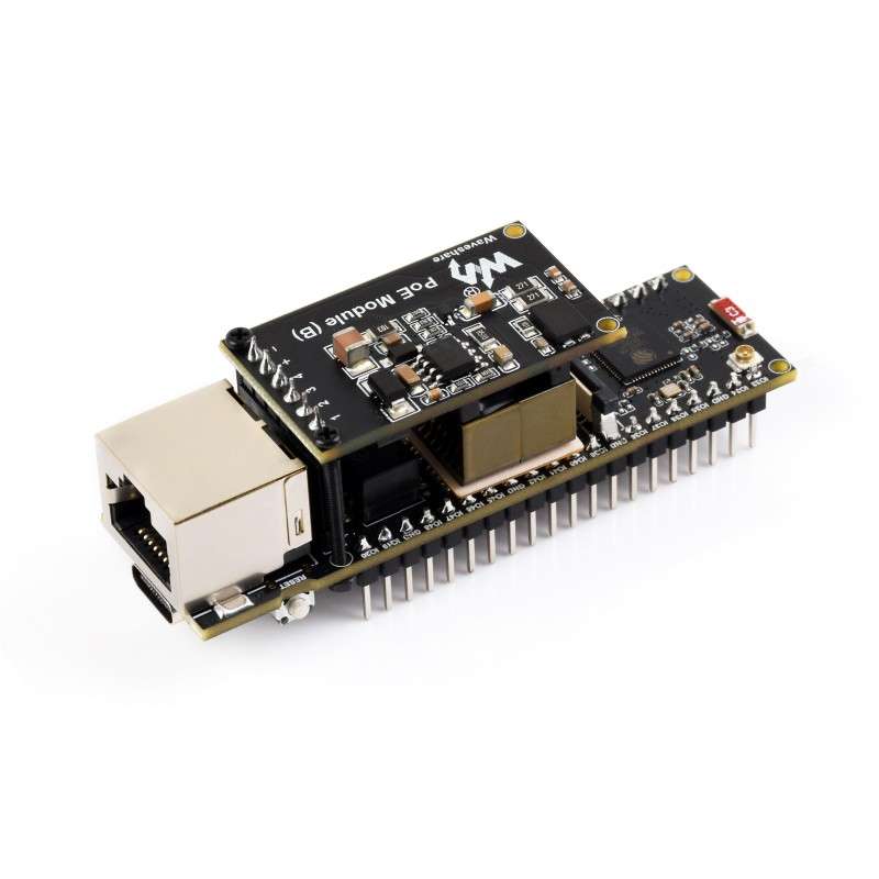 ESP32-S3 ETH Dev.Board, 10/100Mbps RJ45 Ethernet, WiFi/BT, 240MHz Dual Core, ESP32 Ethernet (WS-34884) + PoE module ESP32-S3 ETH Dev.Board, 10/100Mbps RJ45 Ethernet, WiFi/BT, 240MHz Dual Core, ESP32 Ethernet (WS-34884) + PoE module