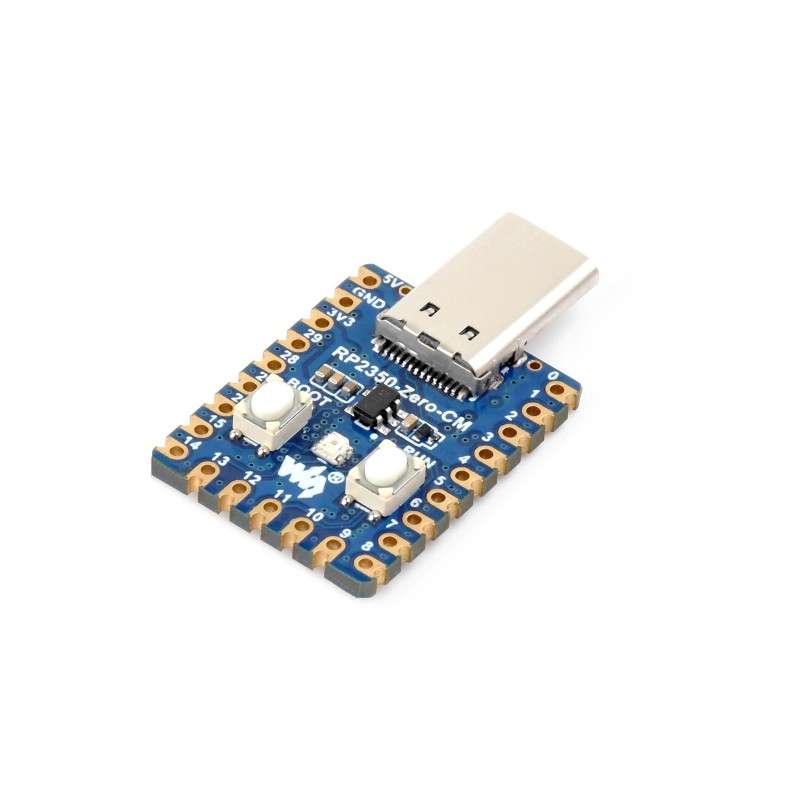RP2350-Zero-CM Mini Dev.Board USB-C Male Port, Castellated Module, 12x Programmable I/O (PIO) State Machines (WS-34959)